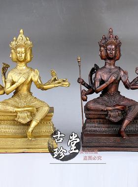 纯铜泰国四面佛摆件 大小号大梵天王铜像 家居玄关工艺品摆饰