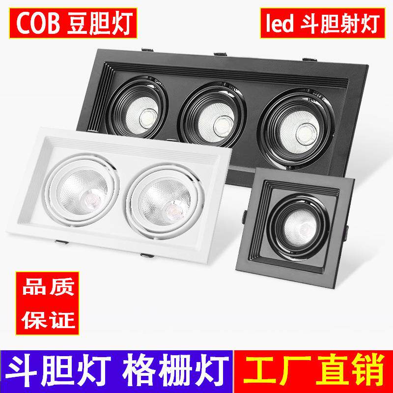 led斗胆灯嵌入式天花灯射灯店铺cob豆胆灯格栅灯双头洗墙灯无主灯