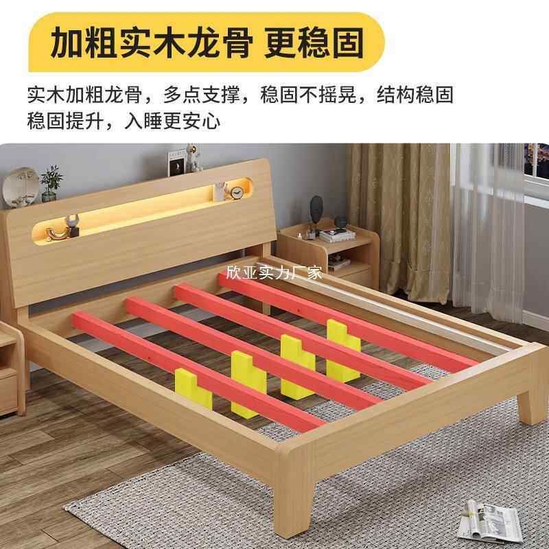 实木床双人床1.m8m现代1简D木床约工厂直简易1.销2出租屋米5储物