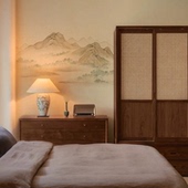 新中式 修墙布 山水刺绣壁布客厅卧室床头背景墙壁纸禅意茶室古风装