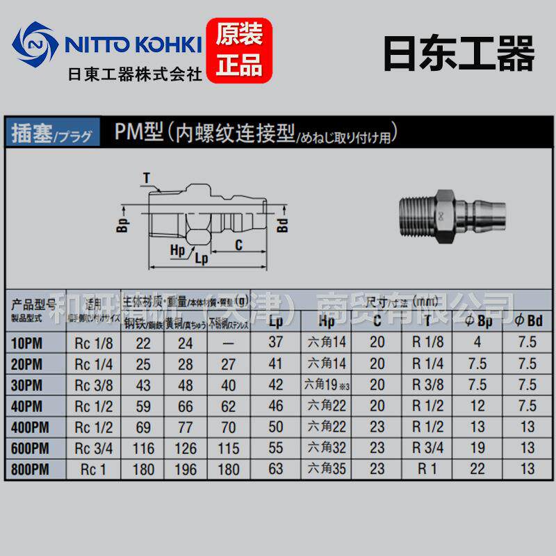 20PM 20SM日东工器 NITTO KOHKI 低压空气快速接头系列