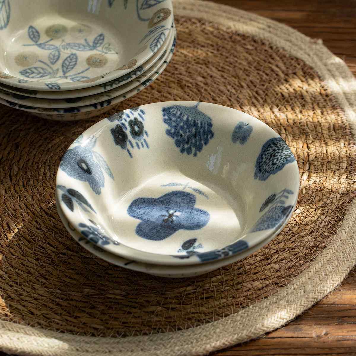日本进口加藤真治森系童话陶瓷盘日式饭盘深菜盘早餐盘水果酸奶碗