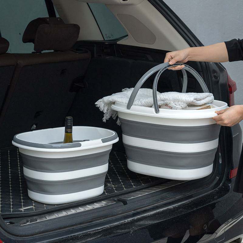 可折叠塑料水桶 防水脏衣篓带手柄省空间车载洗衣篮户外便携桶