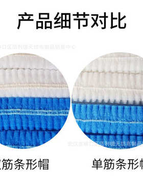 厂家一次性无纺布18-24蓝色防尘单双筋条形帽透气条形 一次性帽子