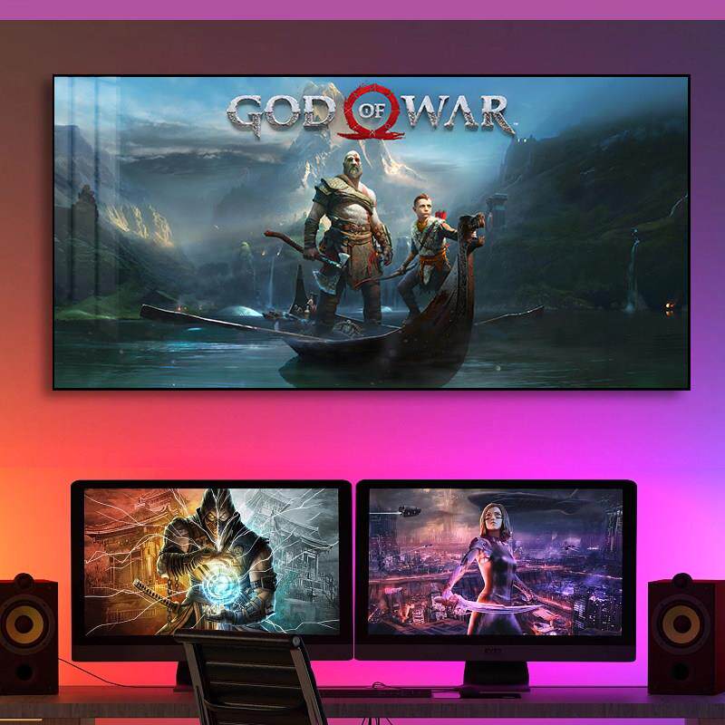 战神网吧电竞房led灯装饰画客厅背景墙发光挂画男生卧室房间壁画