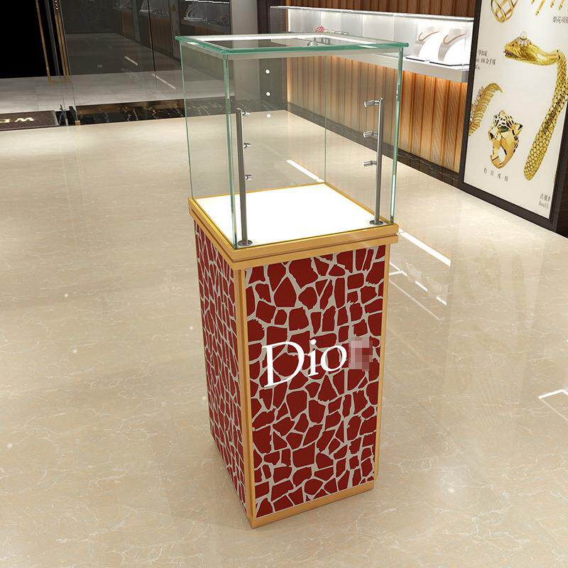 钢化玻璃精品展示柜 玉器精品展示架 欧式花纹珠宝黄金陈列橱柜