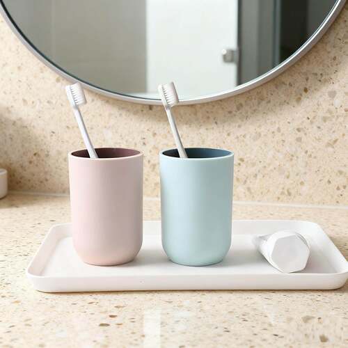 Dual-color Mouthwash Cup Plastic Toothbrush and Rinse Cup Si