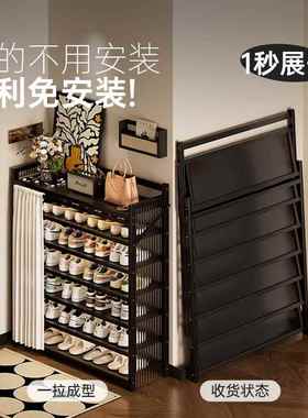 鞋架免装多层家用门33355口一式防尘安可架折叠体鞋出租房用简易