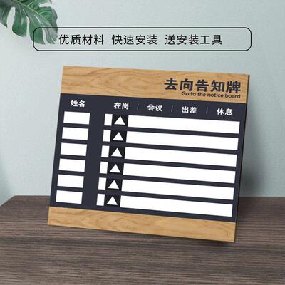 定制高档可更换人员去向告知牌值班压克力工位牌科室牌高档彷木牌