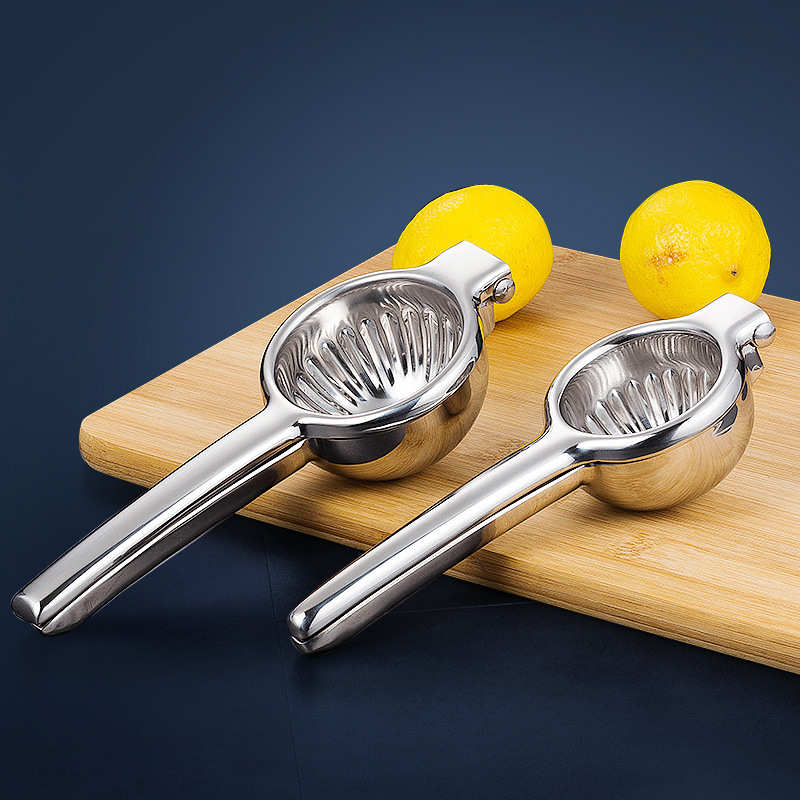 304不锈钢手动榨汁器柠檬压汁器硅胶手柄柠檬夹