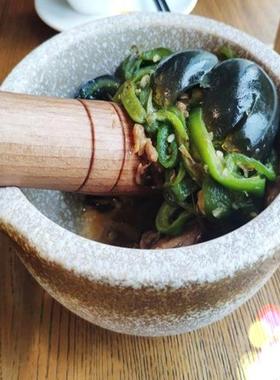 新湘菜擂钵擂皮蛋茄子钵擂辣椒新式圆擂钵碗高原黄色擂香根送木锤