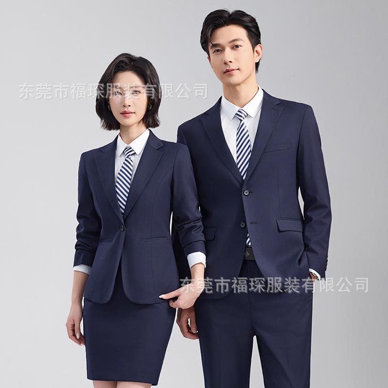 男女职业西装套装弹力哔叽套装双扣西服银行商务公司秋冬正装工作