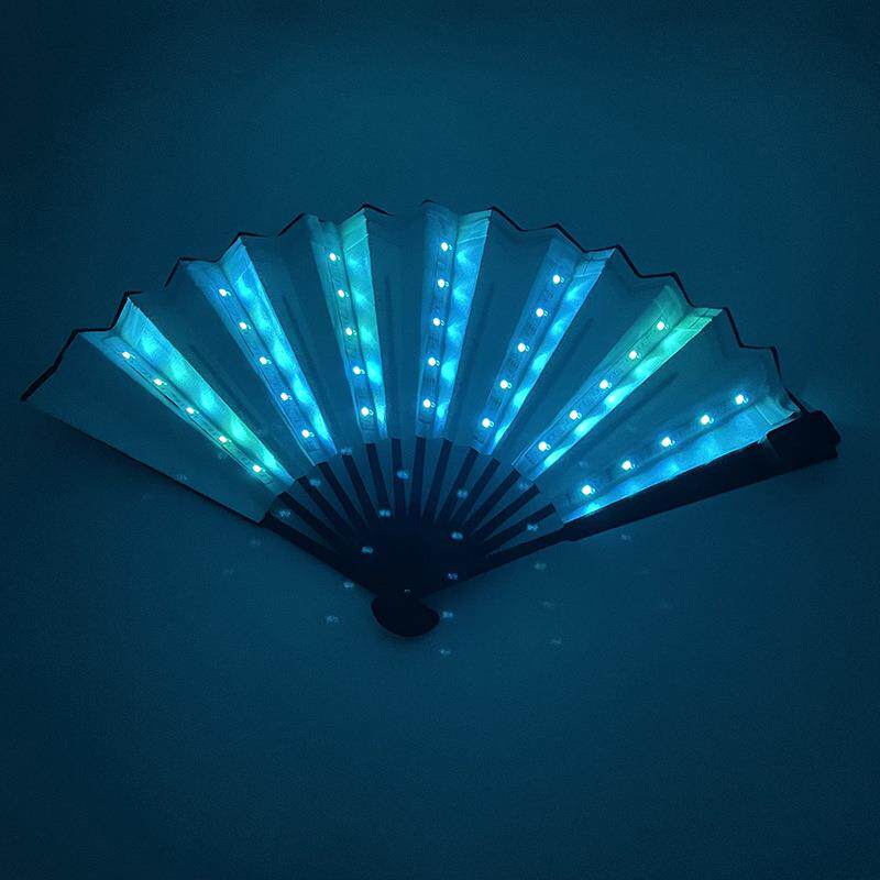 网红娱乐扇子隐藏导线会发光的折扇酒吧蹦迪电音节 led彩色扇10