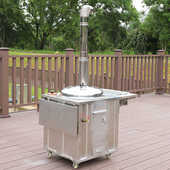 柴火炉煲汤家用烧木柴新款 加厚不锈钢移动双灶户外炉无烟大锅灶台