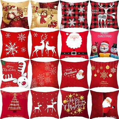 Christmas Cushion Cover Merry Christmas Decor For Home Santa
