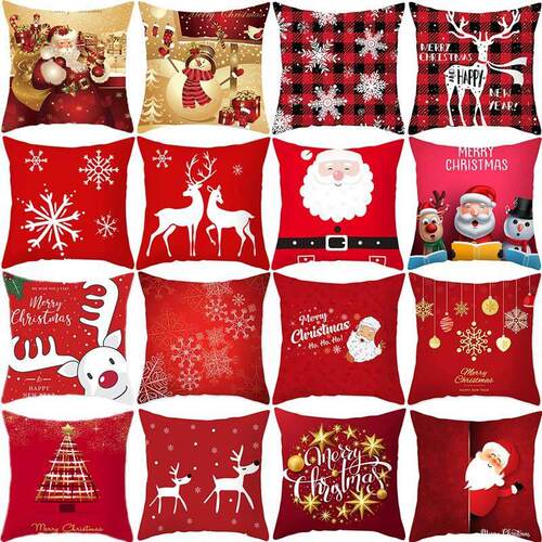 Christmas Cushion Cover Merry Christmas Decor For Home Santa