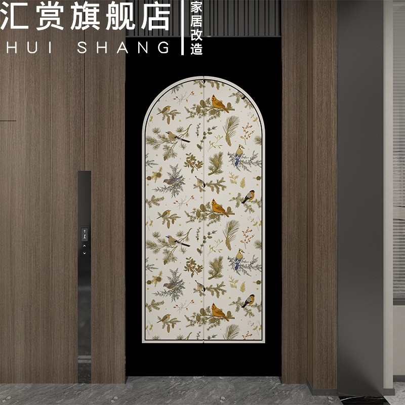 法式复古入户电梯门装饰贴纸一梯一户高级感贴画防水自粘翻新改造图片