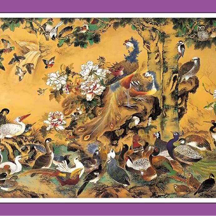 十字绣百鸟献瑞图 客厅大幅风景画刺绣套件 百鸟图十字绣棉线绣