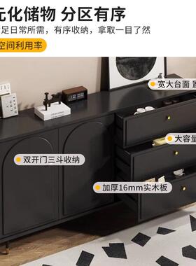 卧实斗柜黑色柜家用室小型储物见详情柜简约木客厅五斗带抽屉收纳