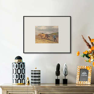 小众餐厅壁画 饰画复古田园玄关柜挂画美式 田野 北欧乡村风景装