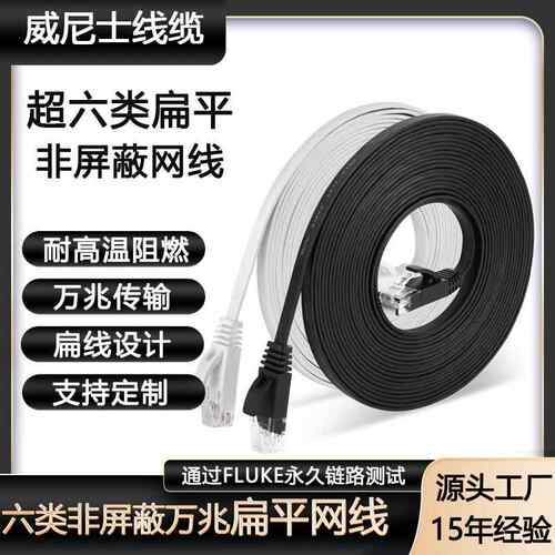 cat6类千兆网线无氧铜成品网络跳线家装网线超六类非屏蔽扁平网线