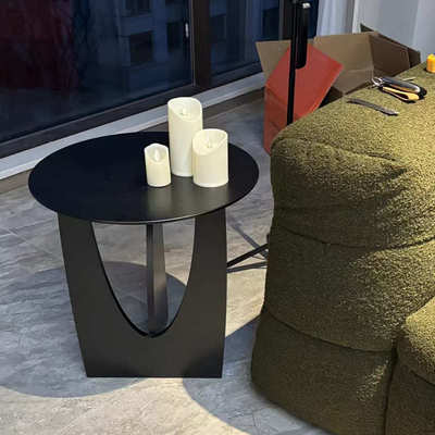 新款实木圆形小茶几复古小户型角几家用休闲中古艺术民宿沙发边几