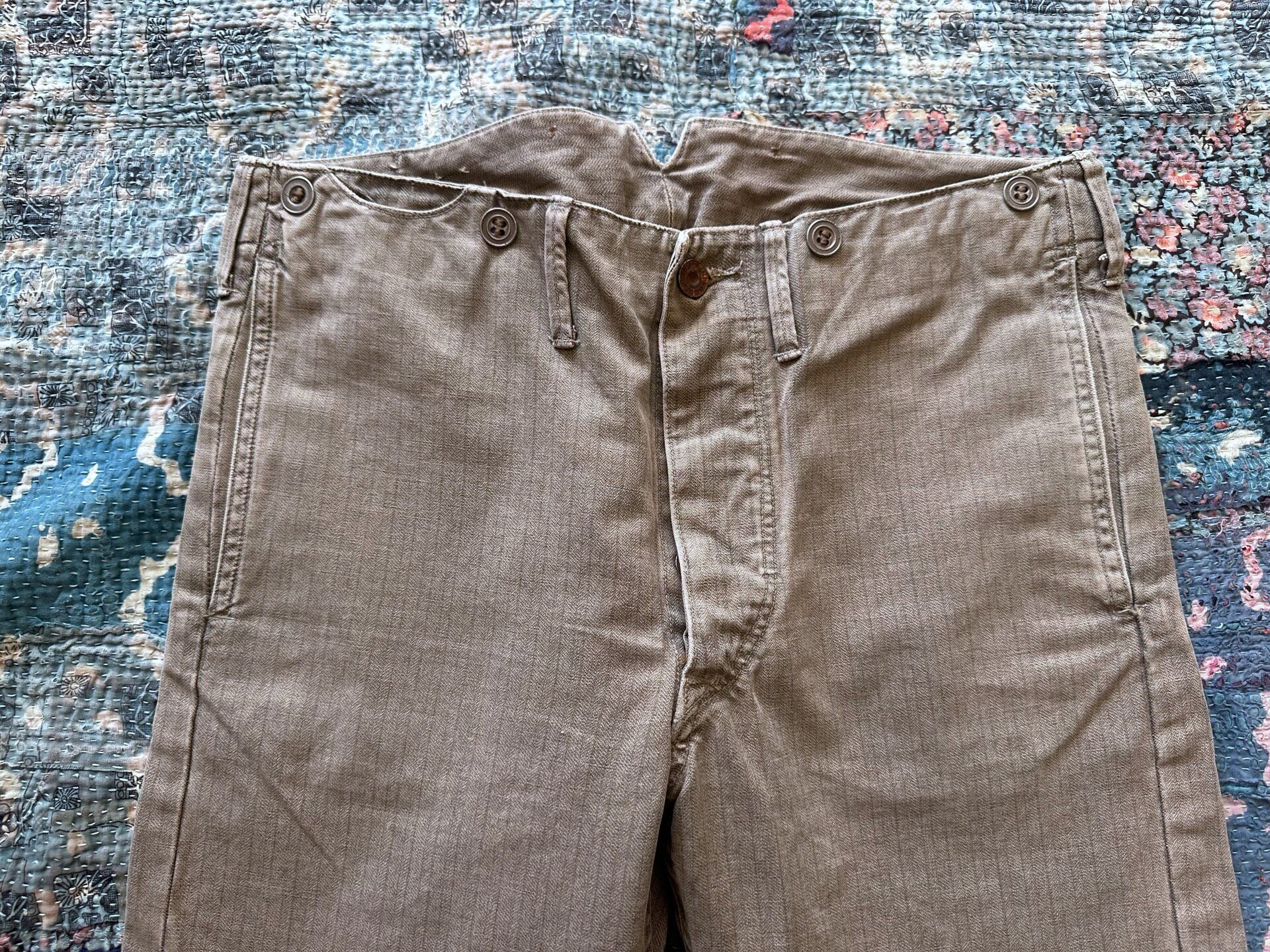 RRL Striped Distressed Casual Pants — detail