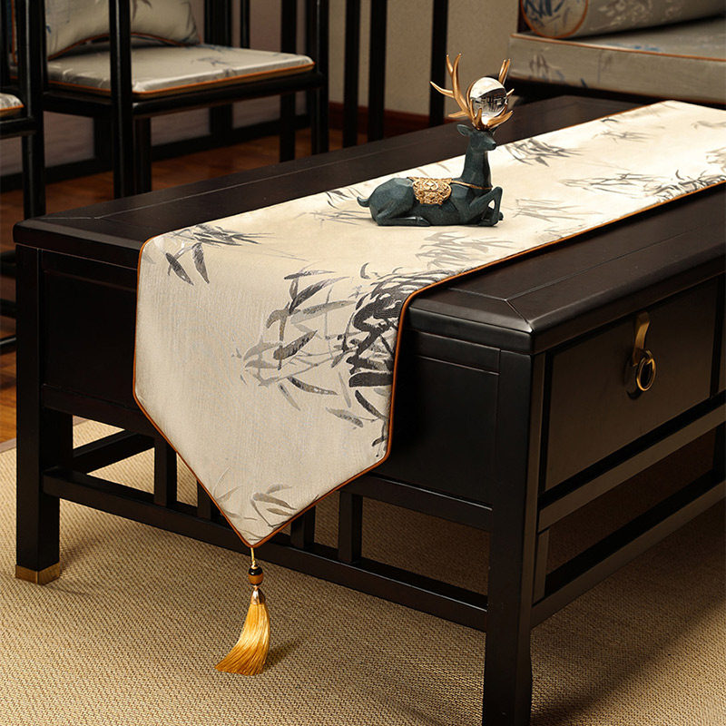 【玉竹】新中式桌旗中国风禅意桌布电视柜长条盖布茶餐桌防滑垫子,居家布艺,椅套/椅垫,淘宝优惠券,粉丝福利购,淘宝优惠卷