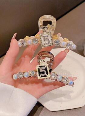 Luxury Number 5 Diamond Women Hair Claw Barrette Crab Shiny