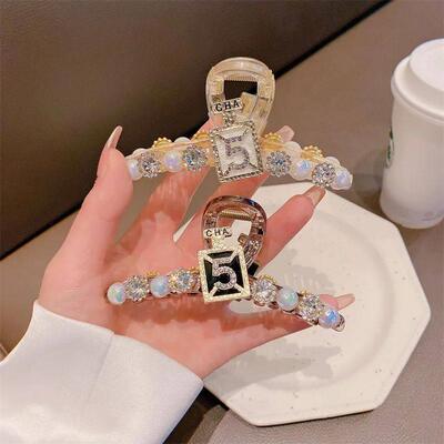 Luxury Number 5 Diamond Women Hair Claw Barrette Crab Shiny