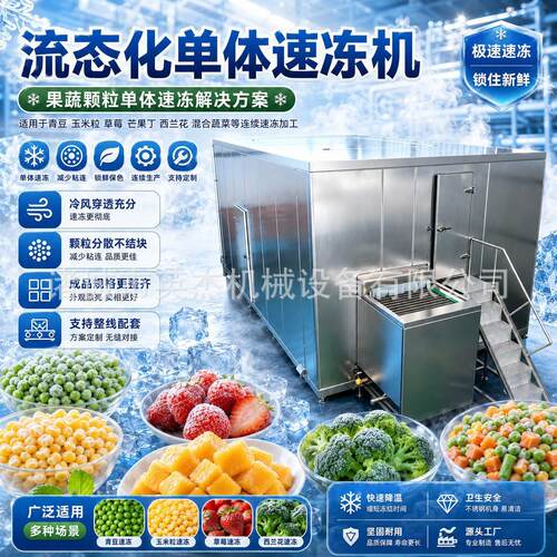 各类蔬菜西兰花青豆混合蔬菜速冻节能型流态化 全自动果蔬速冻机