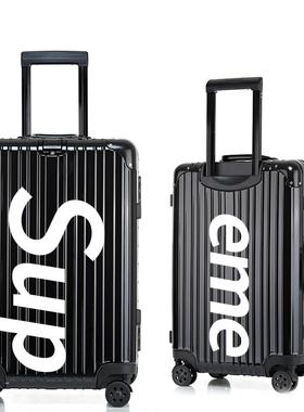 高档SUP红色铝框向拉杆箱20密码硬男女24寸万轮行箱i旅ns网红行箱