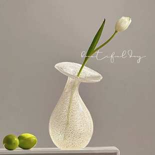 白色花朵透明玻璃花瓶法式 郁金香插花水养花器小众复古 浪漫风格