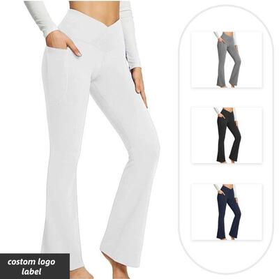 Wide leg pants, high waist, slightly flared fitness yoga