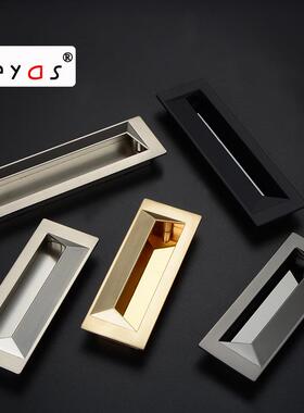 暗装抽屉柜门拉手黑色隐形内嵌入式开槽把手移门衣柜推拉门暗拉手