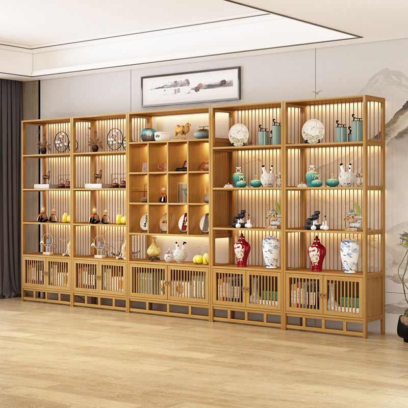 博古架新中式置物架中国风多宝阁摆件客厅隔断led灯茶叶柜展示柜