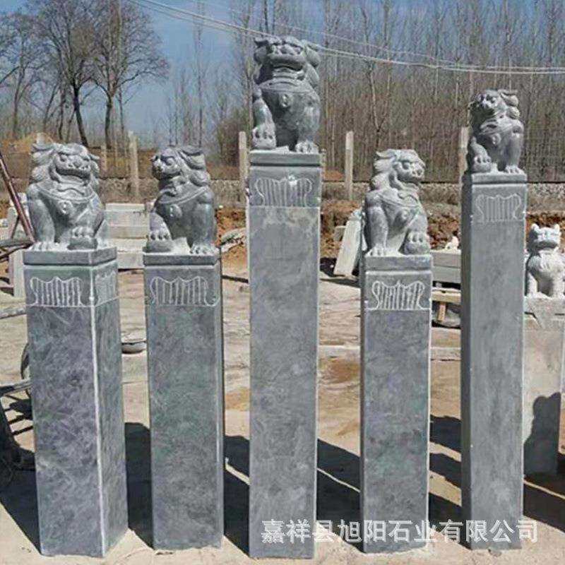石柱子十二生肖动物拴马柱石雕拴马桩青石做旧复古祥云柱造景摆件