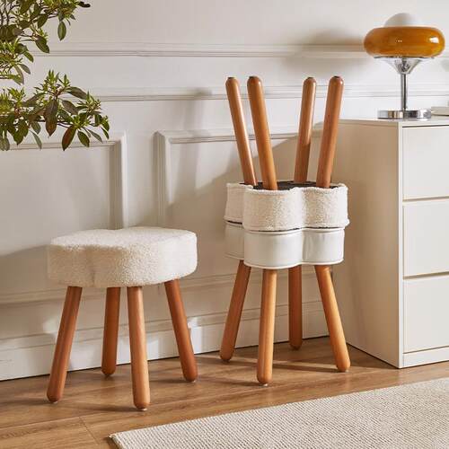 317凳子实木化凳简梳妆凳女生卧室凳子美甲椅花约餐妆凳小瓣板凳