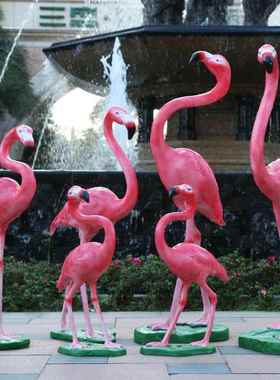 户外园林景观仿真火烈鸟玻璃钢雕塑摆件景观小品花园庭院水池装饰