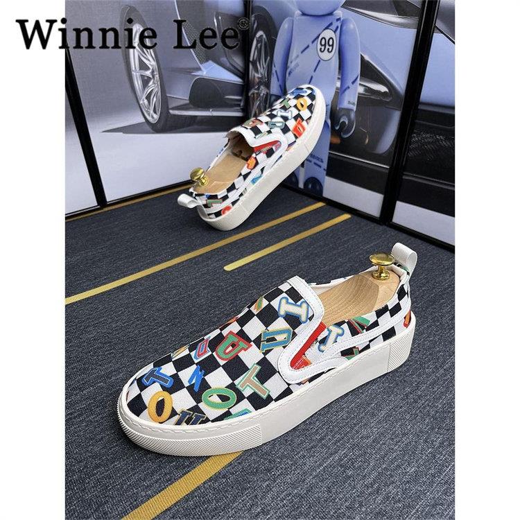 Winnie Lee鞋子男款布面透气帆布男鞋2025春秋潮流百搭一脚蹬板鞋
