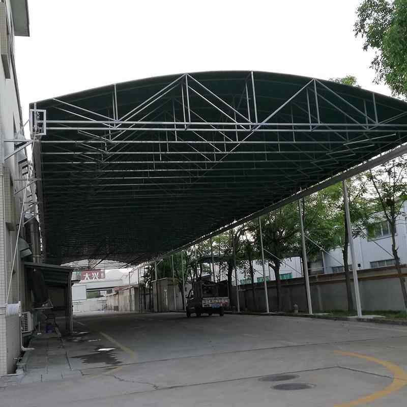 大型电动仓库推拉棚户外移动推棚伸缩蓬动移推拉篷遮雨3049阳篷厂