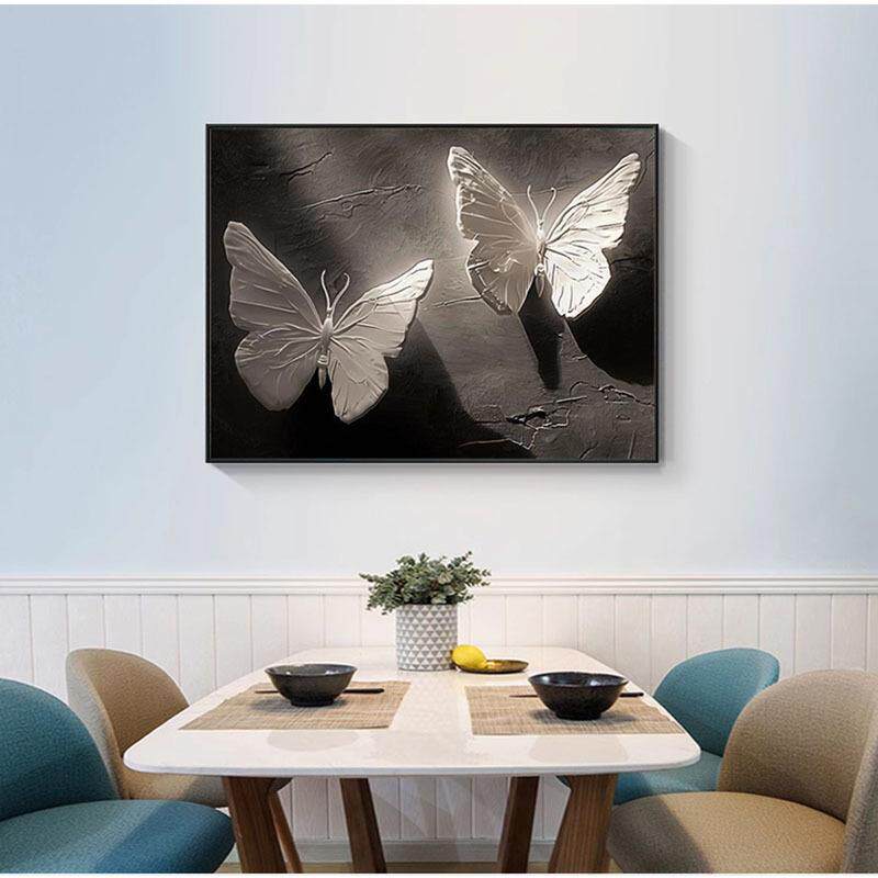 铝合金电表箱装饰画黑白新款蝴蝶配电箱盖板遮挡画电箱盒客厅挂画