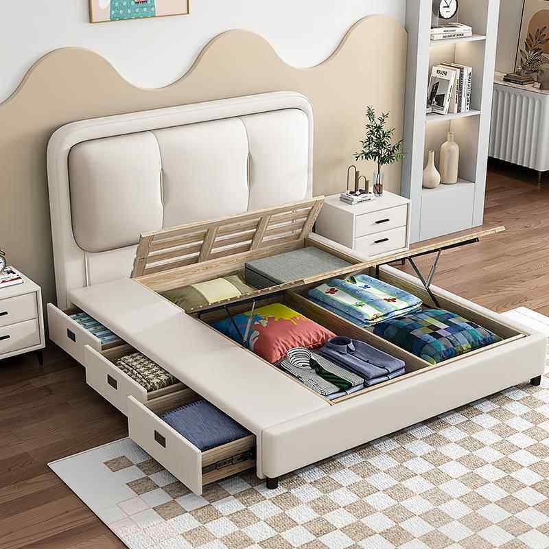 青少年女孩1.5m小户型皮床现代简约1.35米次卧儿童床男孩实木小床