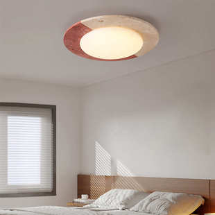 复古创意民宿客厅卧室北欧侘寂风设计师黄洞石吸顶灯餐厅书房灯饰