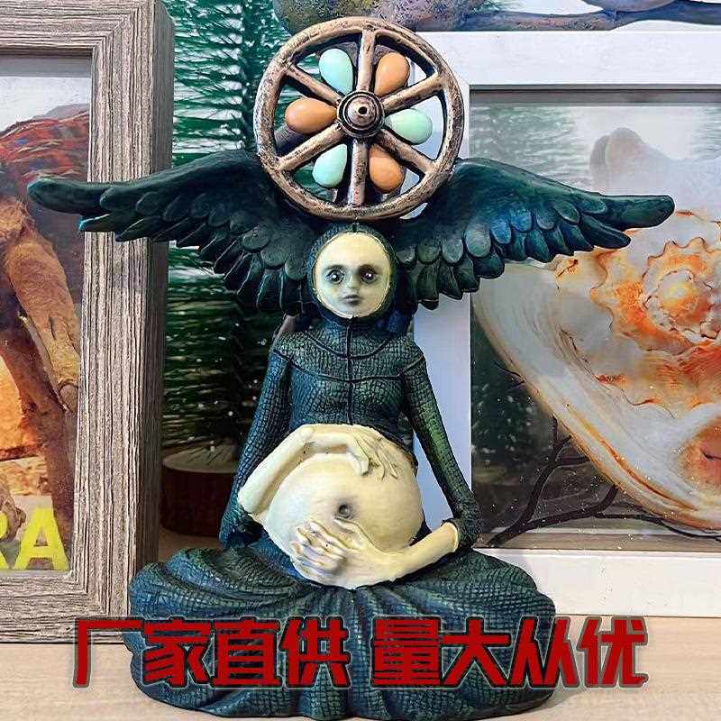 新款直销跨境新款女巫生命之轮花园摆件万圣节鬼节园林密室装饰品