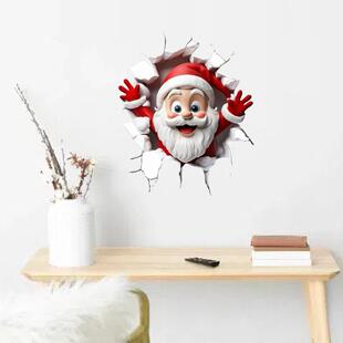 Santa Claus breaks through the wall and emerges 圣诞老人贴纸