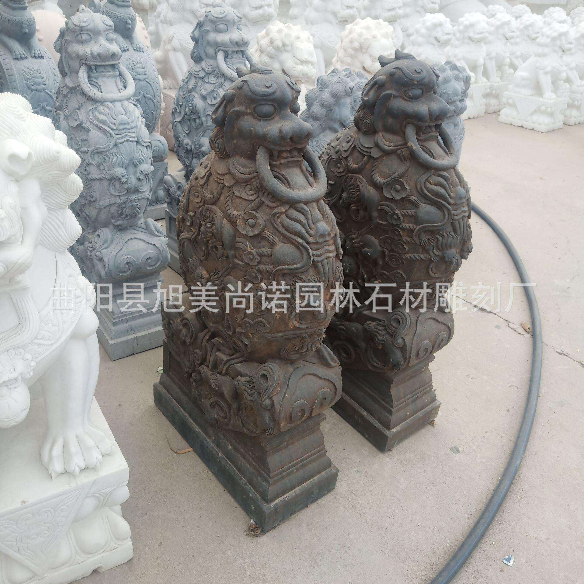 石雕青石抱鼓石 徽派建筑门当石门墩古建园林做旧石抱鼓摆件