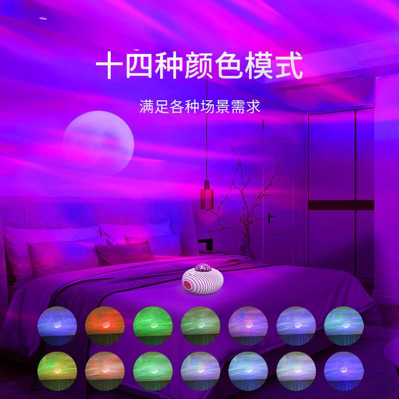 新款直销亚马逊北极光星空飞碟投影灯USB遥控氛围灯卧室摆件浪漫