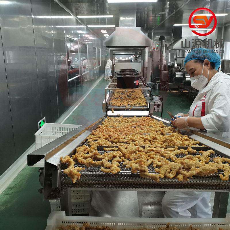 海苔鸡柳油炸机自动刮渣不锈钢油炸设备食品厂鸡柳条油炸设备