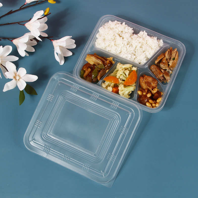现货一次性饭盒方形塑料多格食品级加厚有盖外卖密封便当打包饭盒